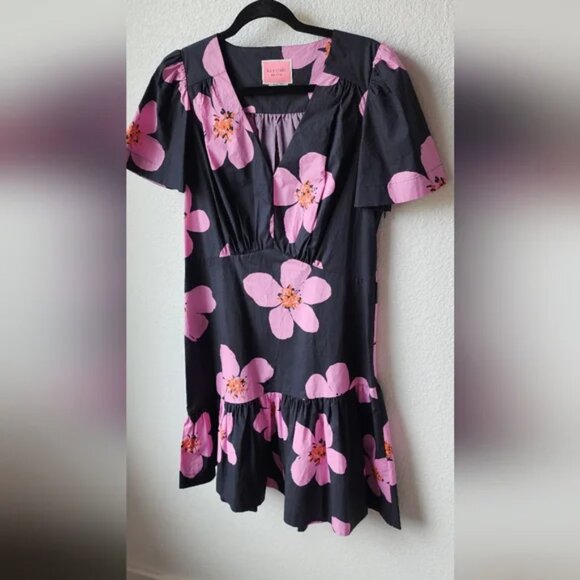 Kate  Spade  Grand  Flora Dress Pink & Black Floral Mini Dress Size 10 VGUC - Picture 3 of 6